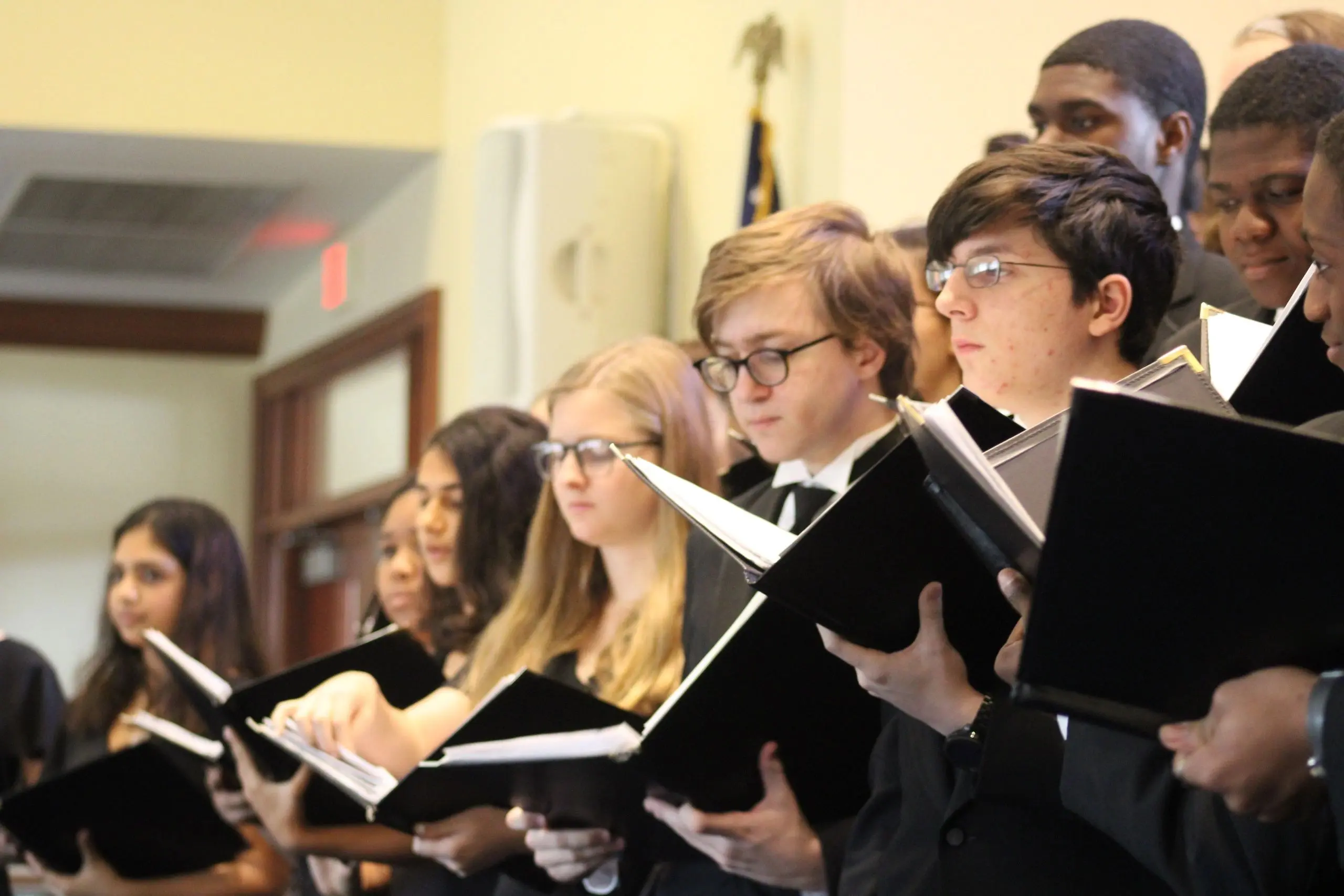 Choir group singing in harmony