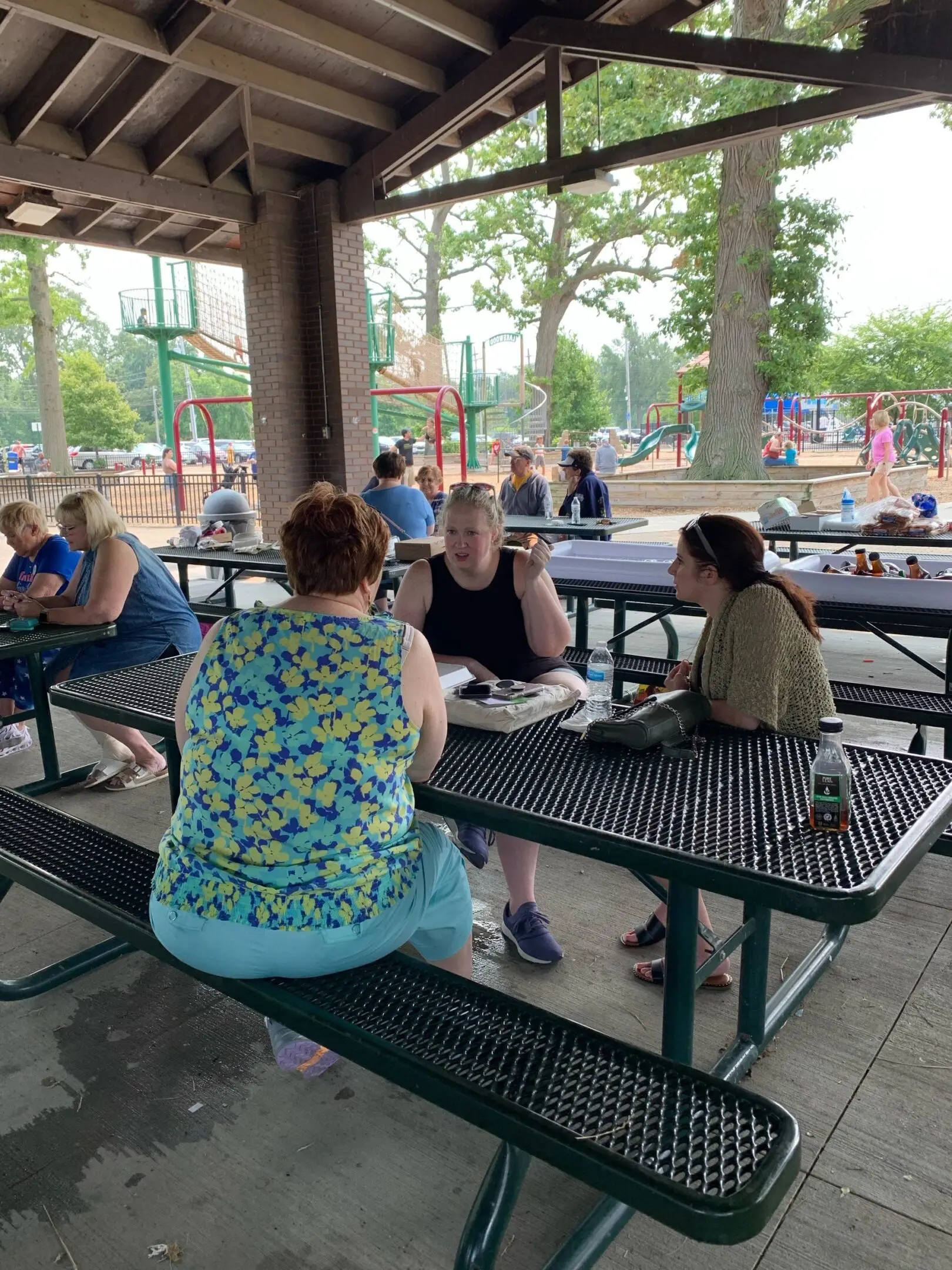 Outdoor conversation at picnic area