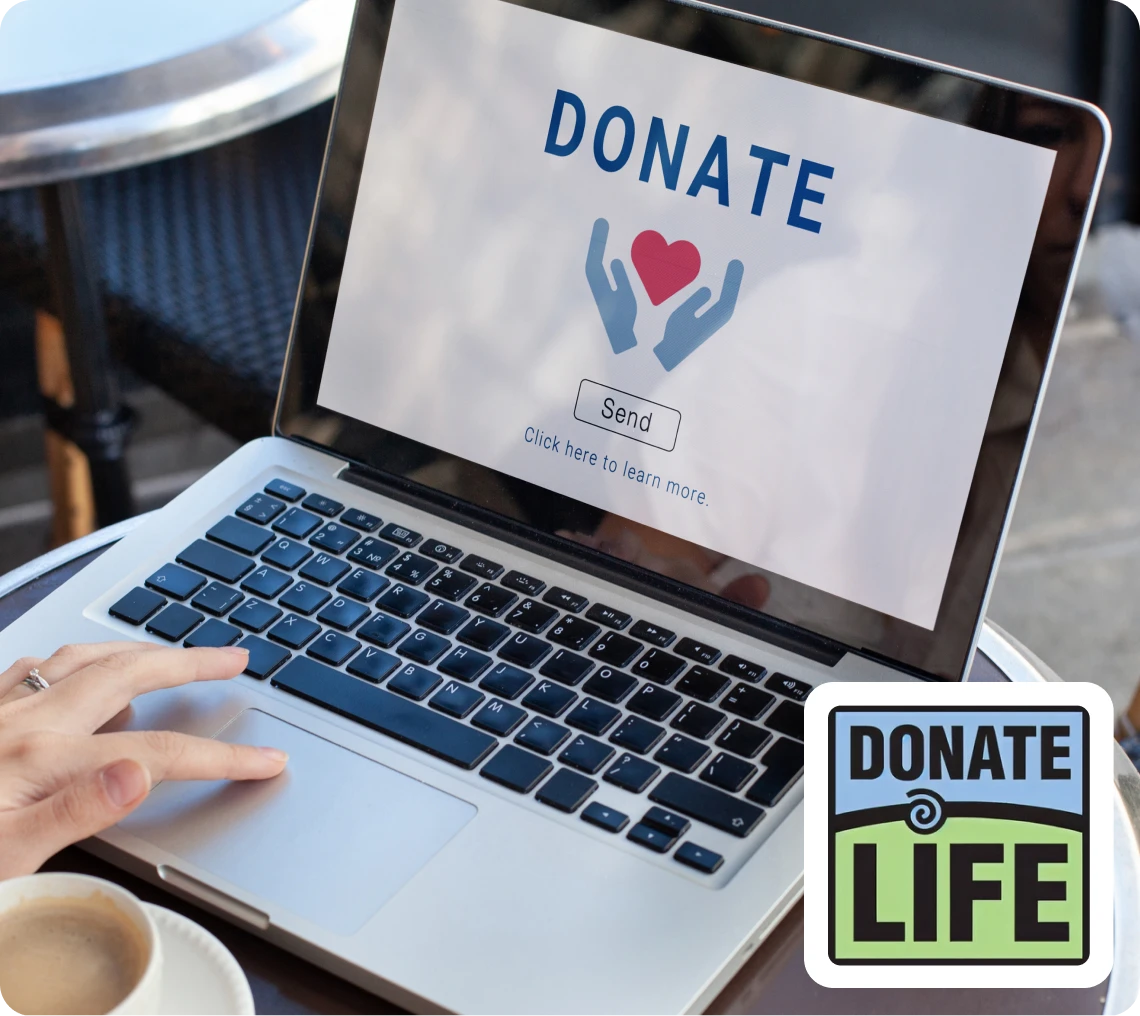 Online donation with heart symbol